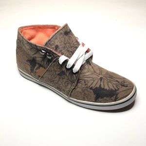 Vans Womens Sz 7 Brown Leafs Fall Hi Skate Shoes